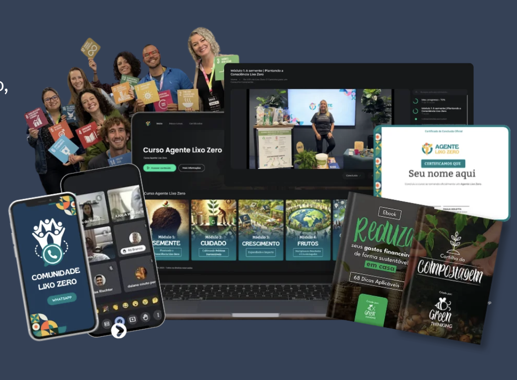 Curso completo Agente Lixo Zero: plataforma, comunidade, certificado e livros digitais